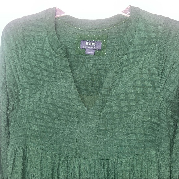 Maeve by Anthropologie Green Amber Tiered Dress Size XS - Picture 5 of 8